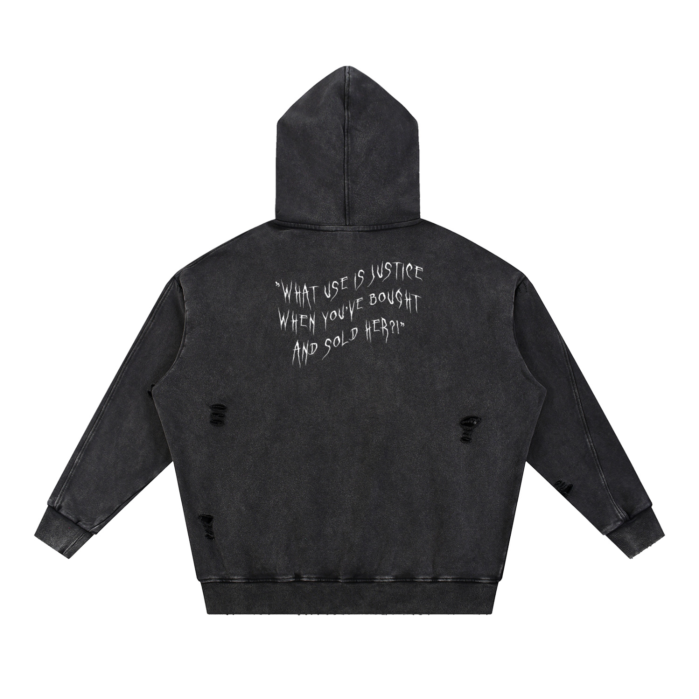 Snow Washed Distressed Panel Pocket Hoodie
