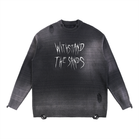 Sun Fade Distressed Ripped Crewneck sweater