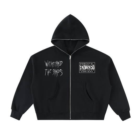 Fleeced Full-Zip Boxy Hoodie