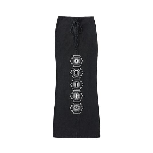 Dyed Washed Drawstring Maxi Skirt
