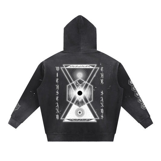 Vintage Washed Frayed Fleece Hoodie