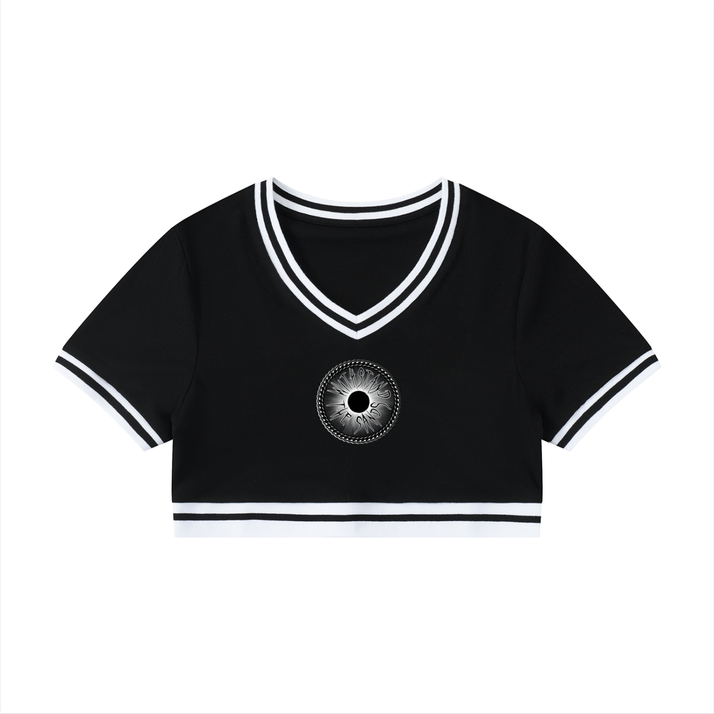 Women's Color Block V-Neck Crop T-Shirt
