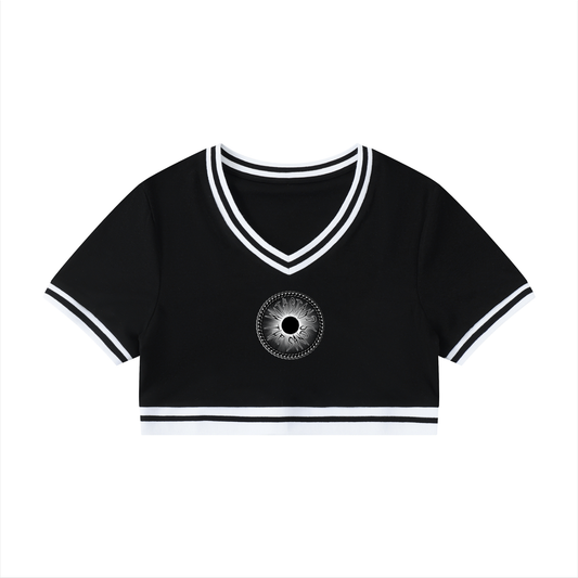 Women's Color Block V-Neck Crop T-Shirt