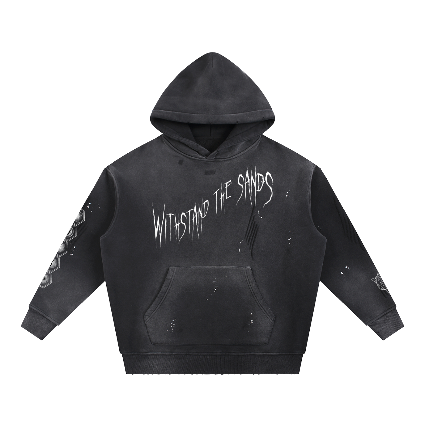 Vintage Washed Frayed Fleece Hoodie