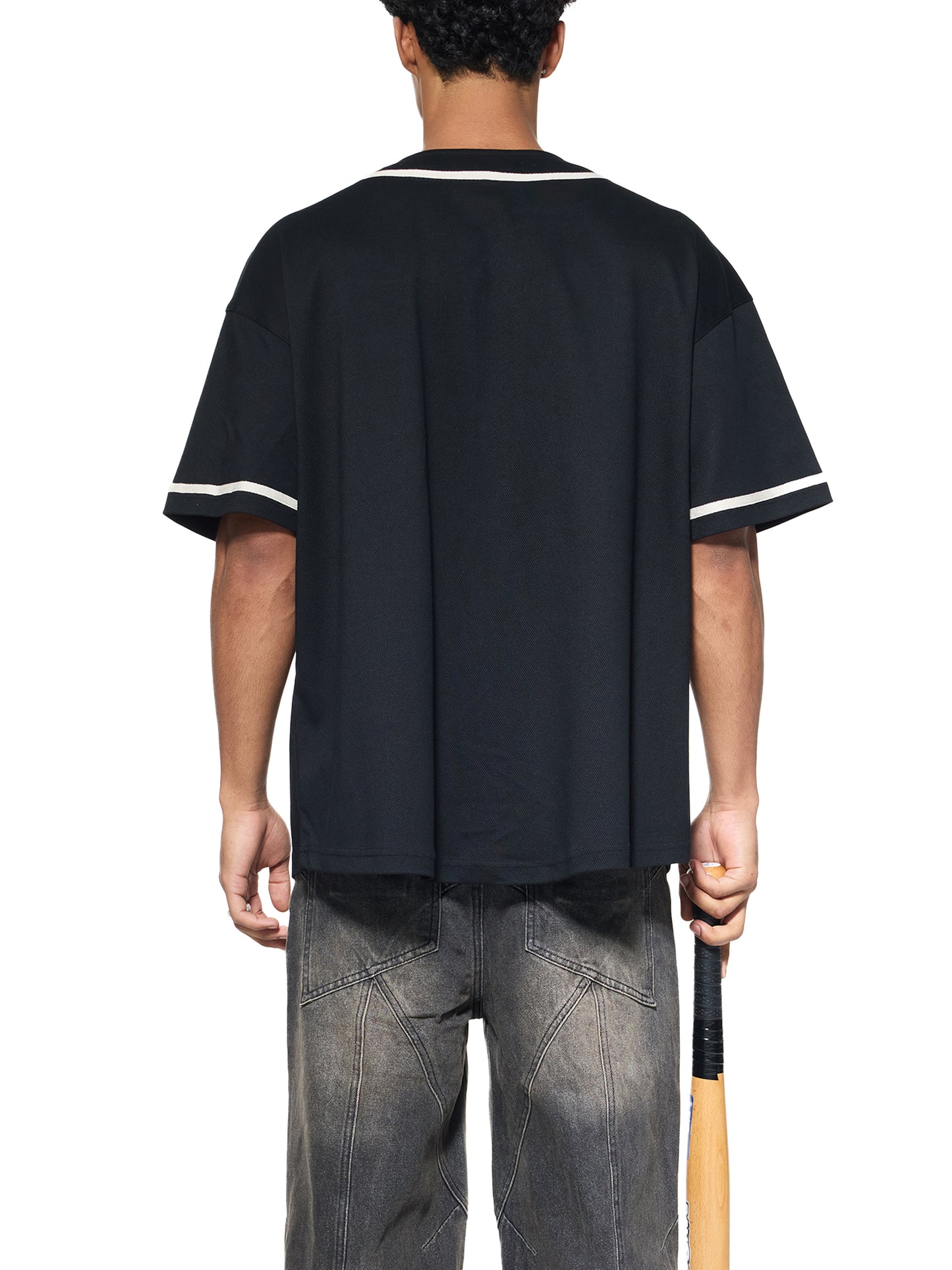 Contrast Piped Button-Up Jersey